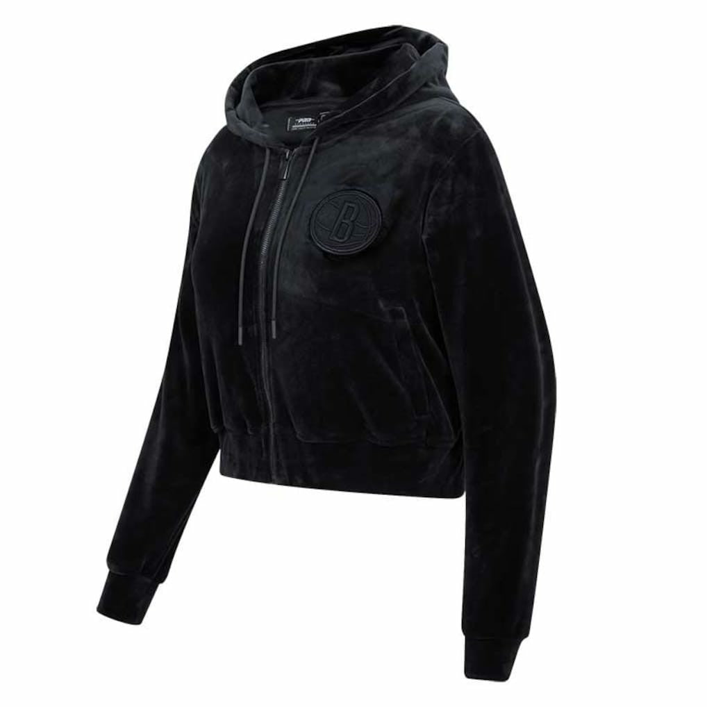 NBA - Brooklyn Nets Pro Standard Women's Triple Black Velour Full-Zip Hoodie