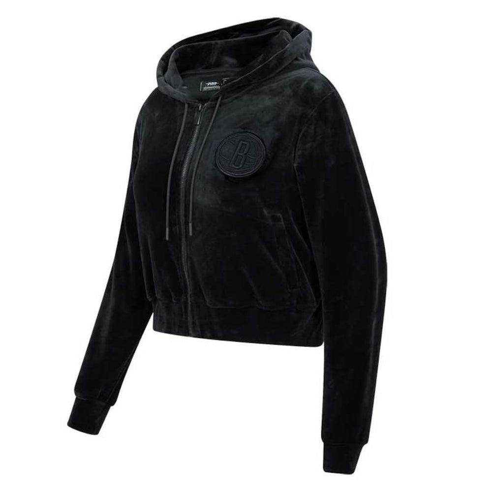 NBA - Brooklyn Nets Pro Standard Women's Triple Black Velour Full-Zip Hoodie