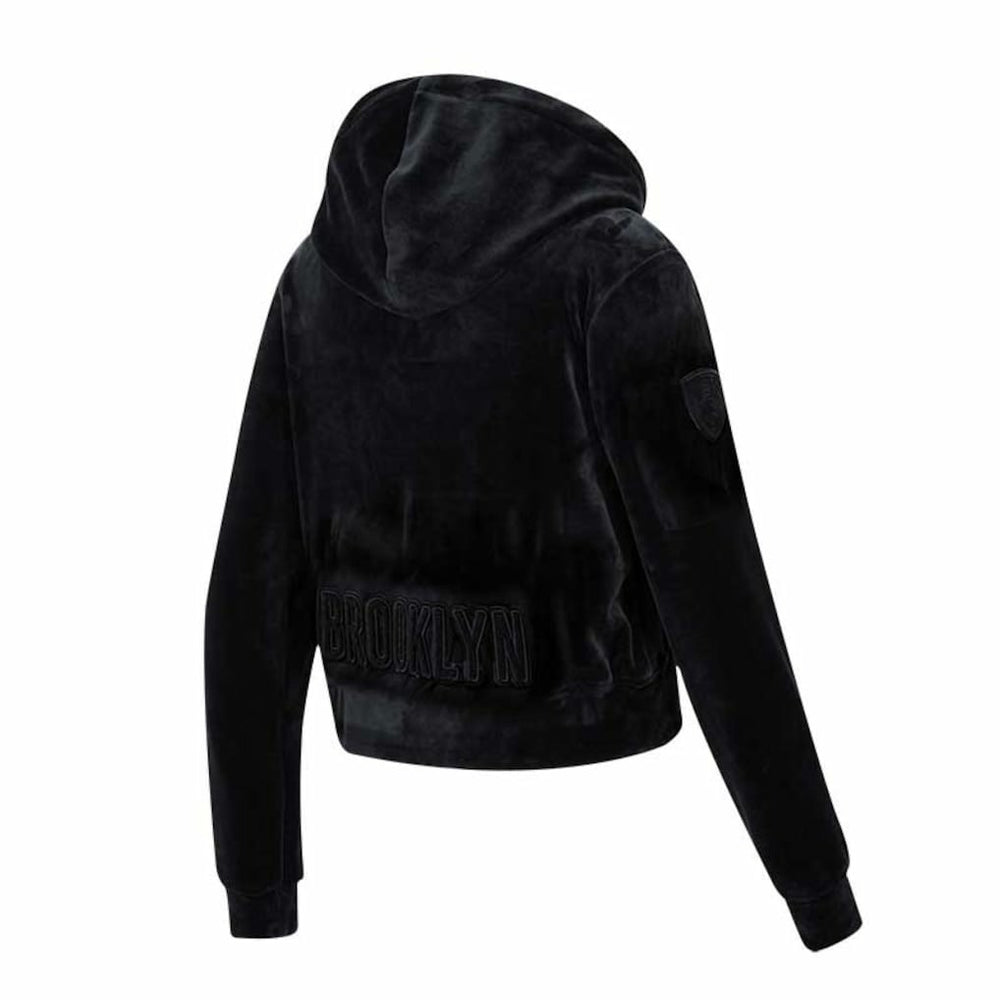 NBA - Brooklyn Nets Pro Standard Women's Triple Black Velour Full-Zip Hoodie