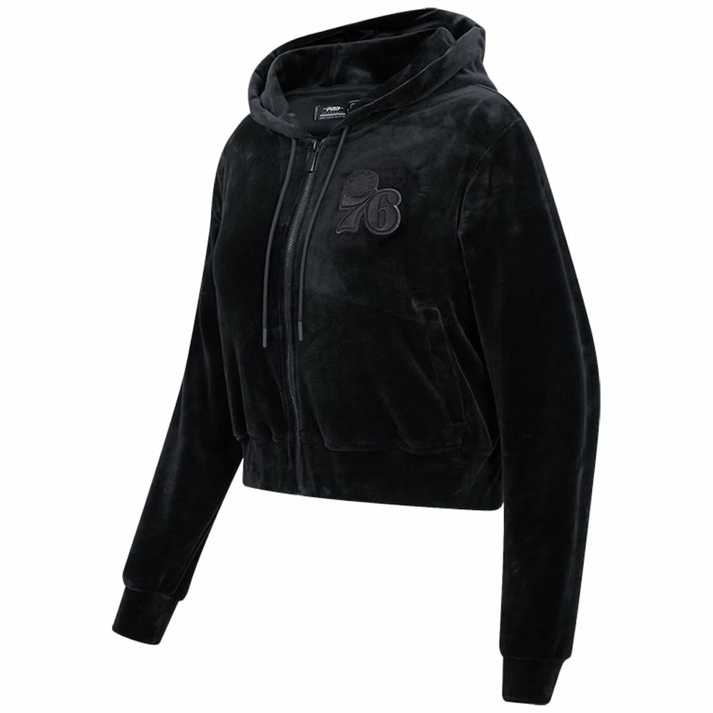 NBA - Philadelphia 76ers Pro Standard Women's Triple Black Velour Full-Zip Hoodie