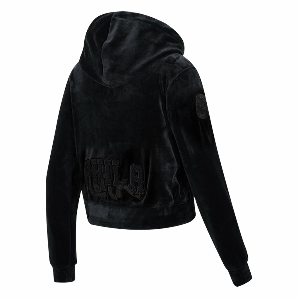 NBA - Philadelphia 76ers Pro Standard Women's Triple Black Velour Full-Zip Hoodie