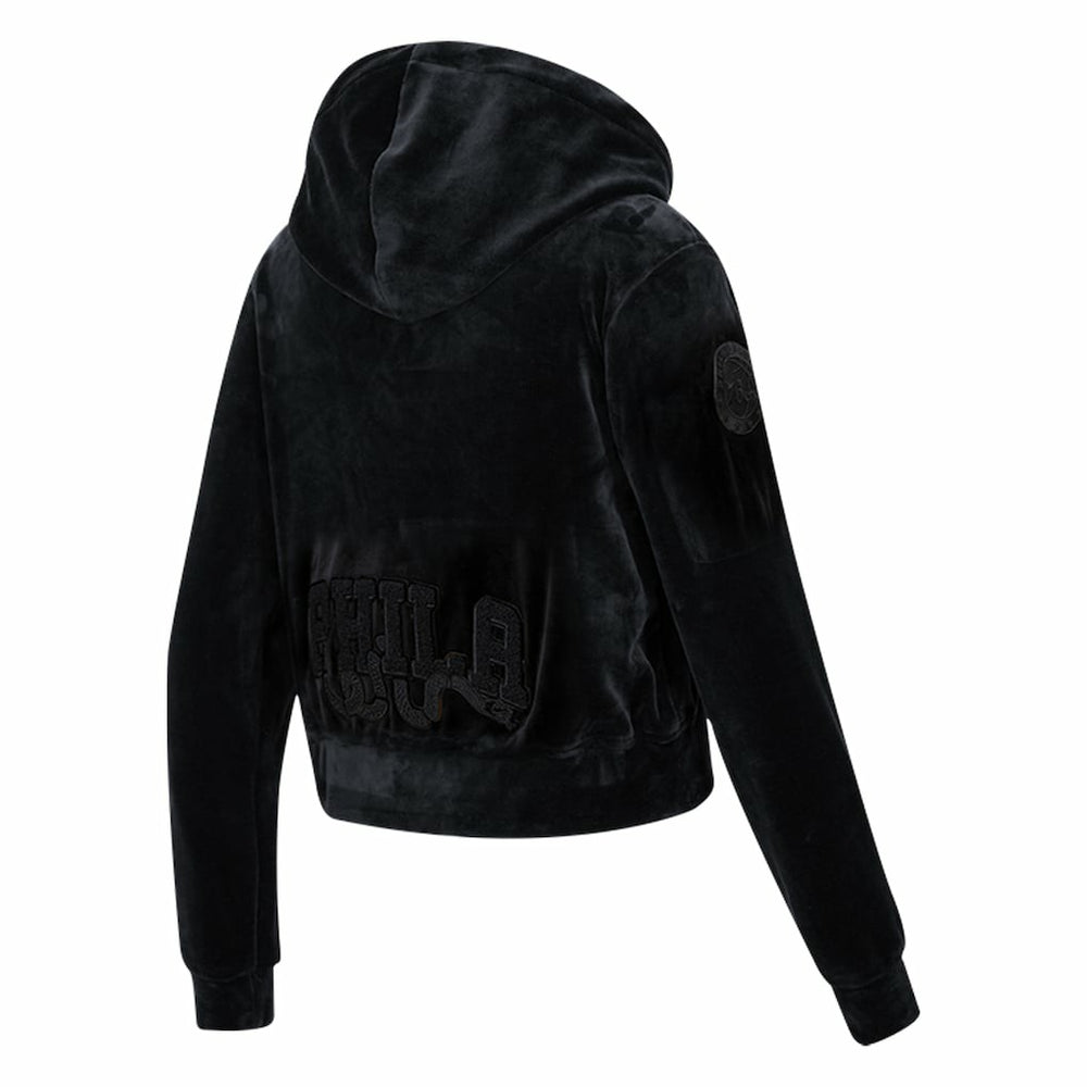 NBA - Philadelphia 76ers Pro Standard Women's Triple Black Velour Full-Zip Hoodie
