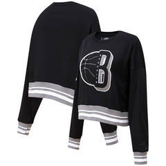 NBA - Brooklyn Nets Pro Standard Women's Mash Up Pullover Sweatshirt - Black