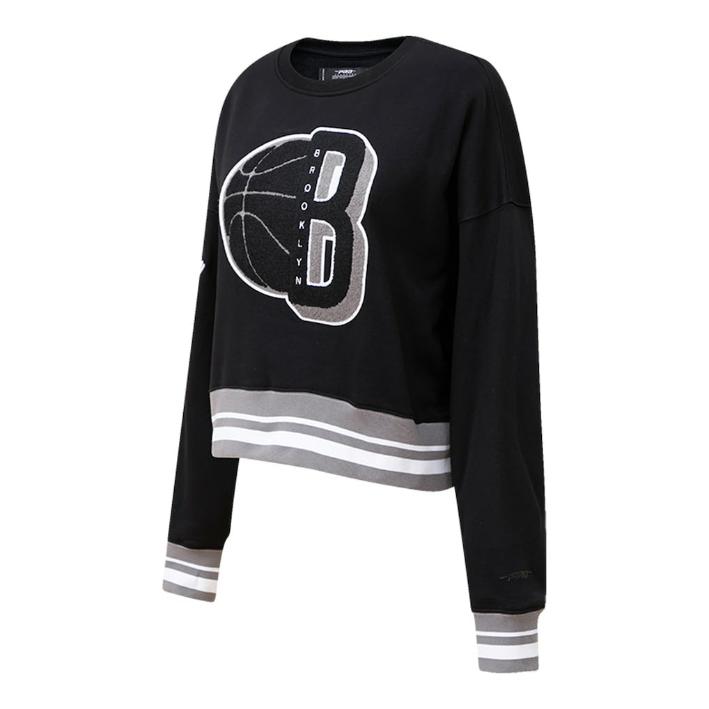 NBA - Brooklyn Nets Pro Standard Women's Mash Up Pullover Sweatshirt - Black