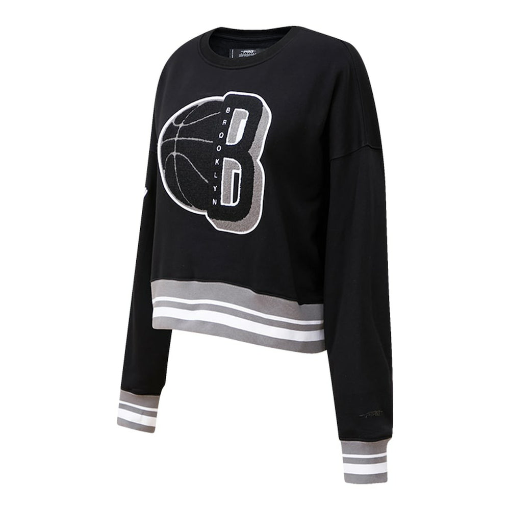 NBA - Brooklyn Nets Pro Standard Women's Mash Up Pullover Sweatshirt - Black