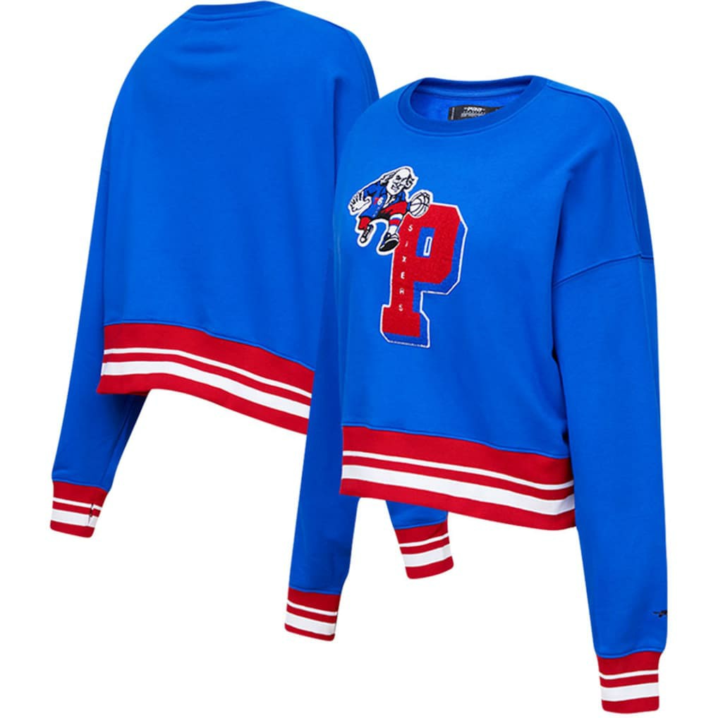 NBA - Philadelphia 76ers Pro Standard Women's Mash Up Pullover Sweatshirt - Royal