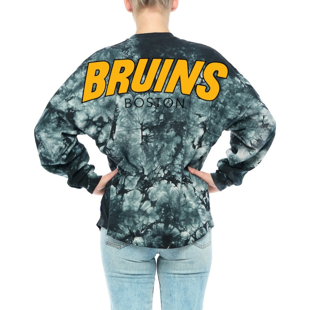 Boston Bruins Fanatics Women's Crystal-Dye Long Sleeve T-Shirt Black