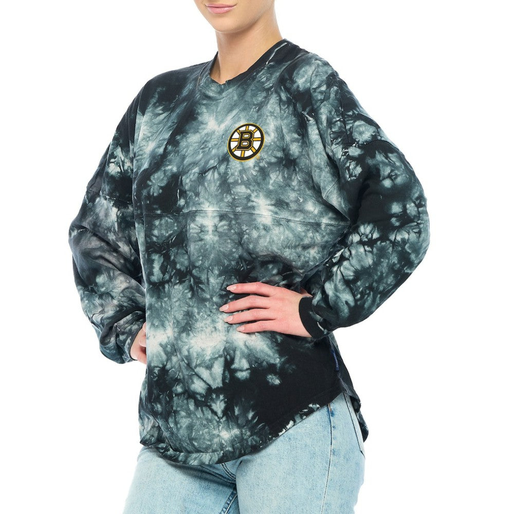 Boston Bruins Fanatics Women's Crystal-Dye Long Sleeve T-Shirt Black