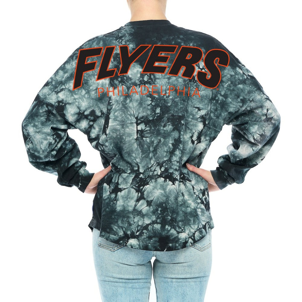 Philadelphia Flyers - Fanatics Women's Crystal-Dye Long Sleeve T-Shirt Black