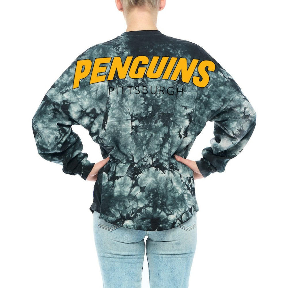 Pittsburgh Penguins Fanatics Women's Crystal-Dye Long Sleeve T-Shirt Black