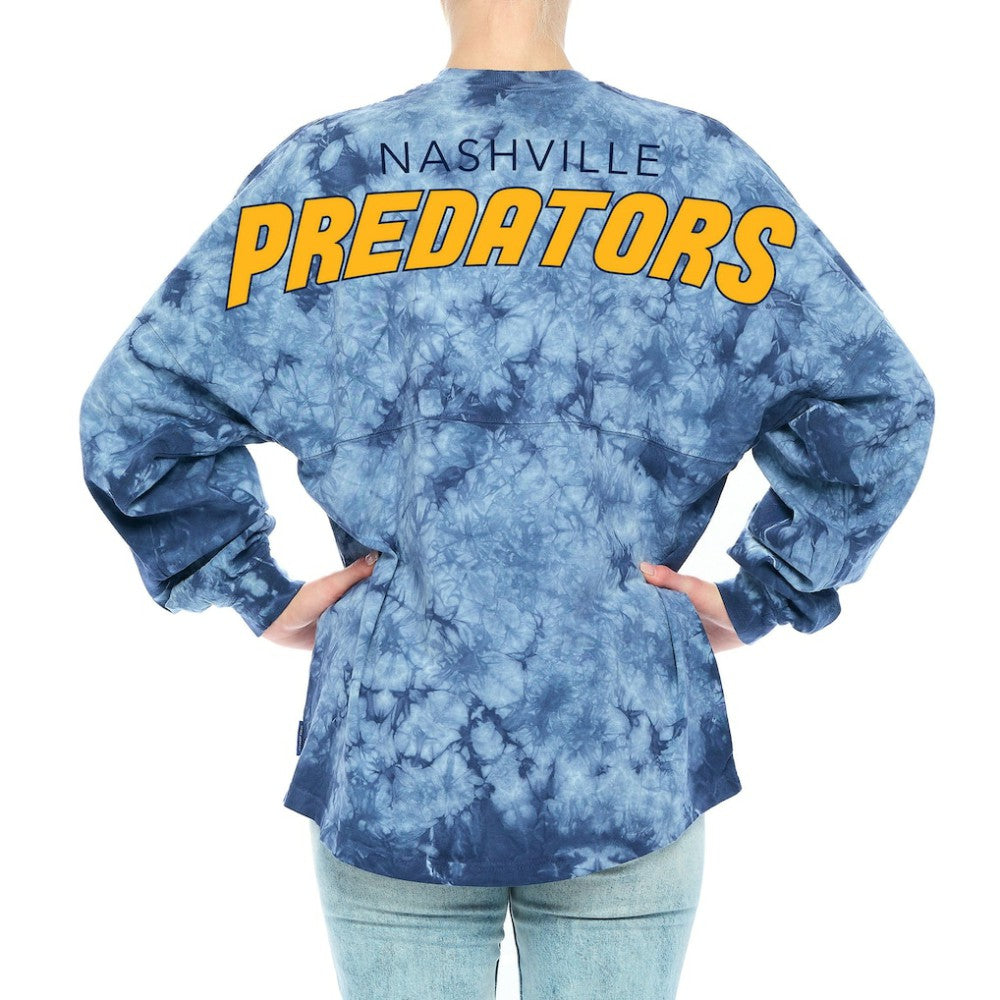 Nashville Predators - Fanatics Women's Crystal-Dye Long Sleeve T-Shirt Navy