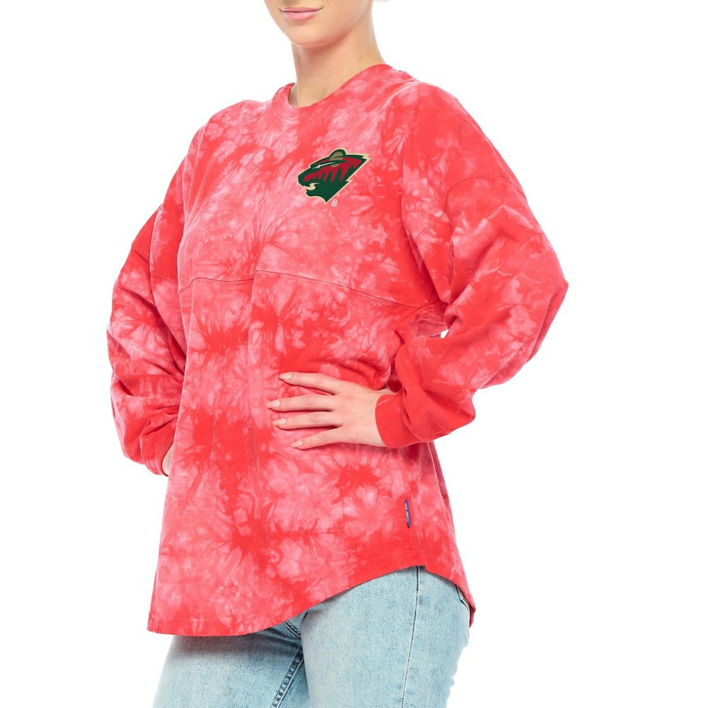 Minnesota Wild - Fanatics Women's Crystal-Dye Long Sleeve T-Shirt Red
