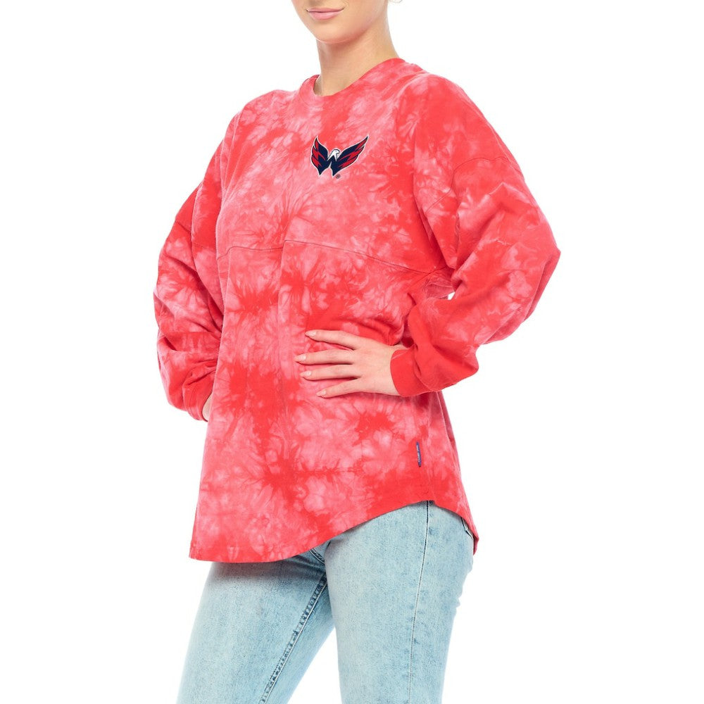 Washington Capitals Fanatics Women's Crystal-Dye Long Sleeve T-Shirt Red