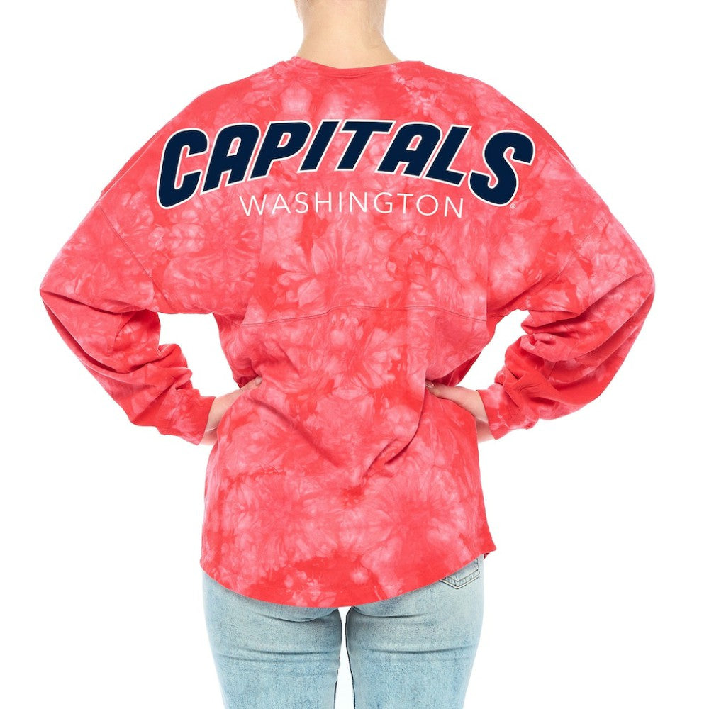 Washington Capitals Fanatics Women's Crystal-Dye Long Sleeve T-Shirt Red