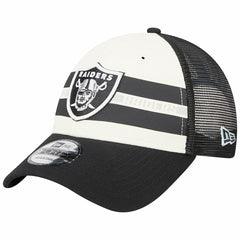 Las Vegas Raiders New Era Team Stripe Trucker 9FORTY Snapback Hat Cream/Black - NFL