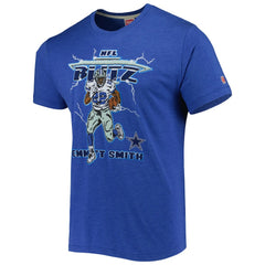 Emmitt Smith Dallas Cowboys Homage Unisex NFL Blitz Retired Player Tri-Blend T-Shirt Heathered Heather Royal - NFL