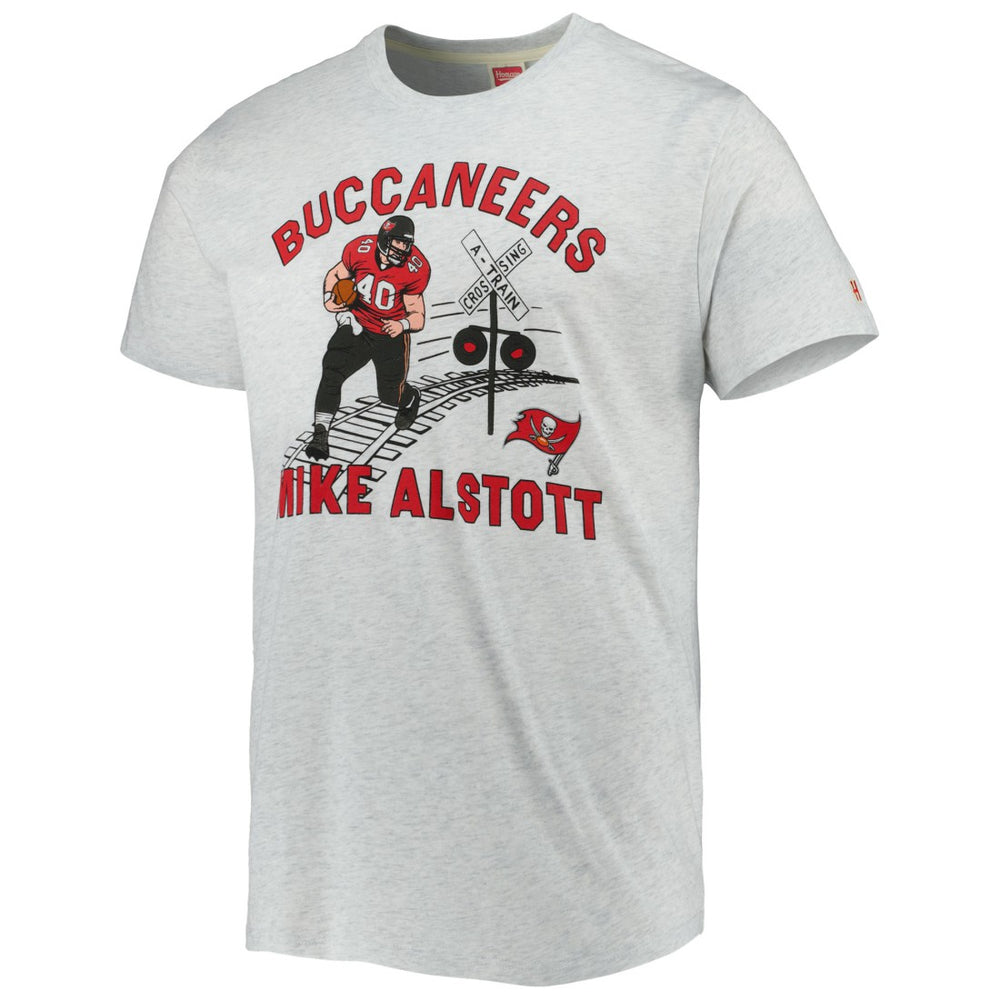 Mike Alstott Tampa Bay Buccaneers Homage Unisex Caricature Retired Player Tri-Blend T-Shirt Ash - NFL