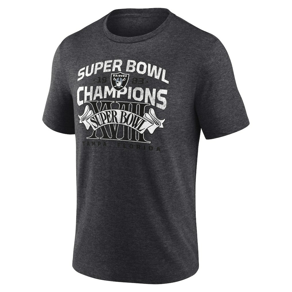 Las Vegas Raiders Hometown Old-Fashioned Super Bowl XVIII Champions Tri-Blend T-Shirt Charcoal - NFL