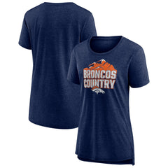 Denver Broncos Women's Hometown First Down Tri-Blend T-Shirt Heather Navy - NFL
