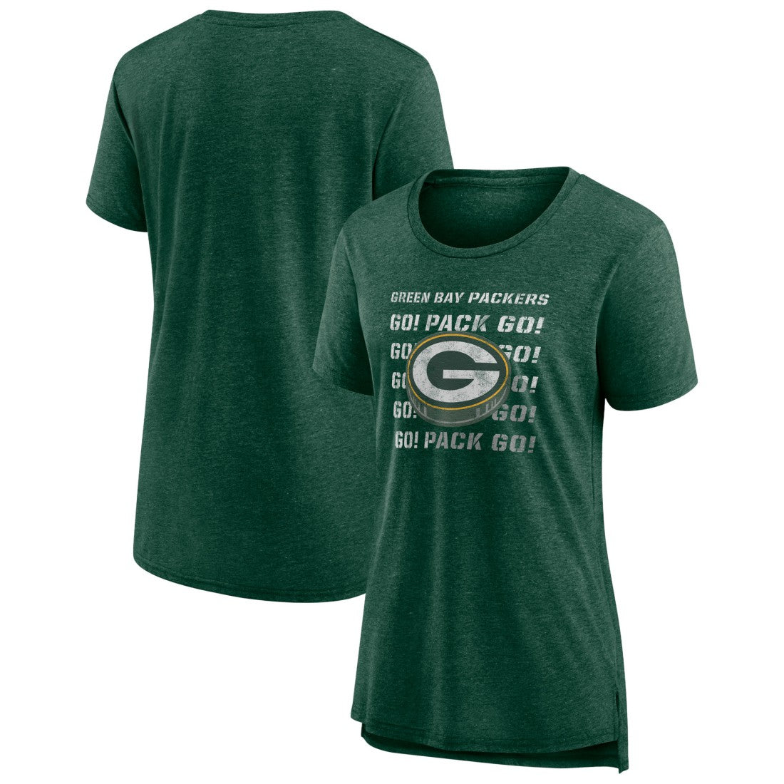 Green Bay Packers Women's Hometown First Down Tri-Blend T-Shirt Heather Green - NFL