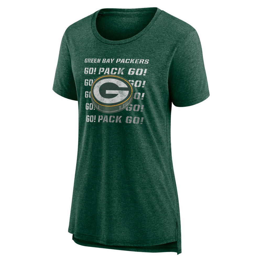 Green Bay Packers Women's Hometown First Down Tri-Blend T-Shirt Heather Green - NFL