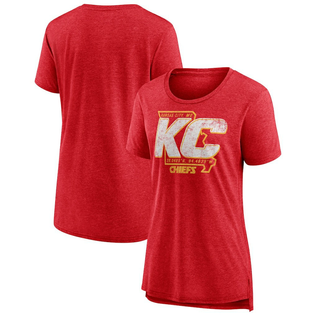 Kansas City Chiefs Women's Hometown First Down Tri-Blend T-Shirt Heather Red - NFL
