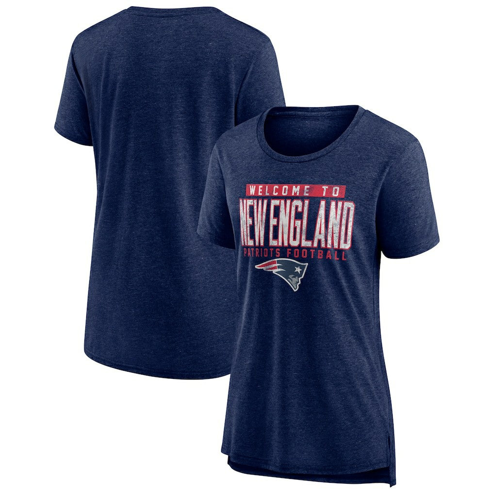 New England Patriots Women's Hometown First Down Tri-Blend T-Shirt Heather Navy - NFL