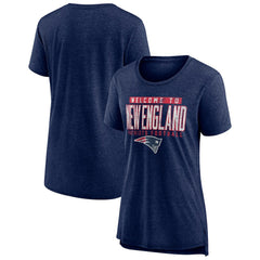 New England Patriots Women's Hometown First Down Tri-Blend T-Shirt Heather Navy - NFL