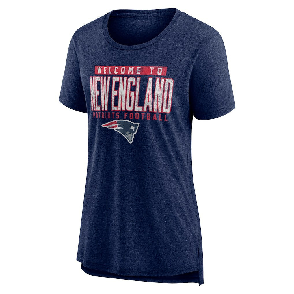 New England Patriots Women's Hometown First Down Tri-Blend T-Shirt Heather Navy - NFL