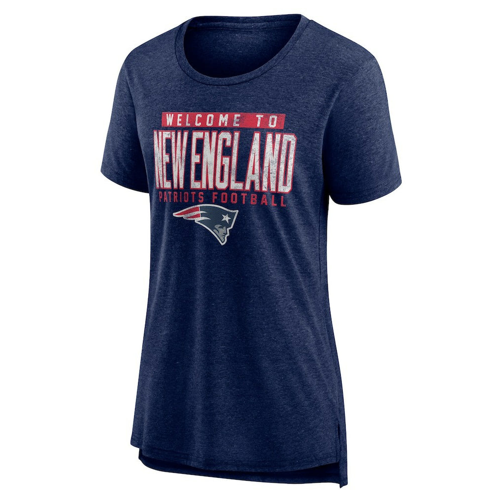 New England Patriots Women's Hometown First Down Tri-Blend T-Shirt Heather Navy - NFL