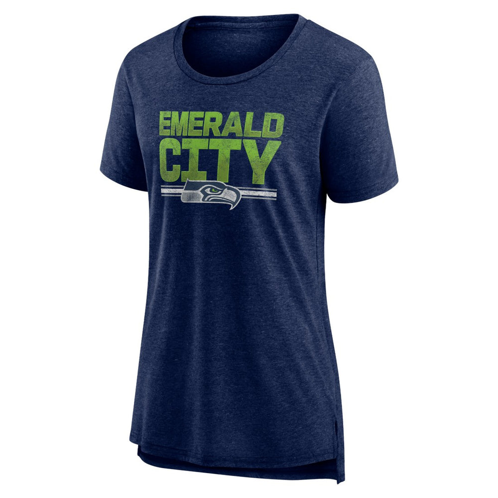Seattle Seahawks Women's Hometown First Down Tri-Blend T-Shirt Heather College Navy - NFL