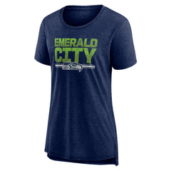 Seattle Seahawks Women's Hometown First Down Tri-Blend T-Shirt Heather College Navy - NFL