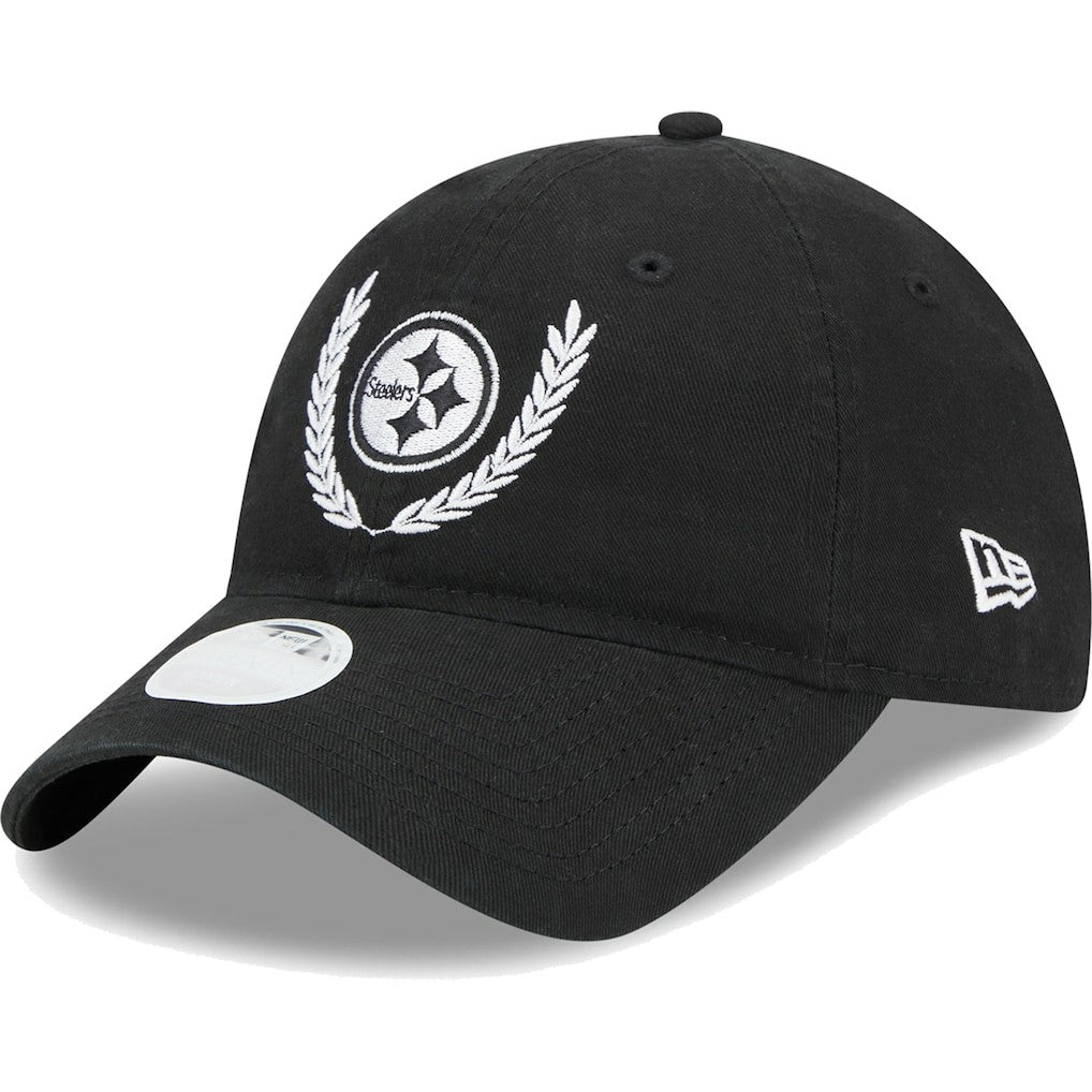 Pittsburgh Steelers New Era Women's Leaves 9TWENTY Adjustable Hat Black - NFL