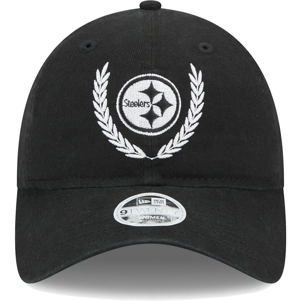 Pittsburgh Steelers New Era Women's Leaves 9TWENTY Adjustable Hat Black - NFL