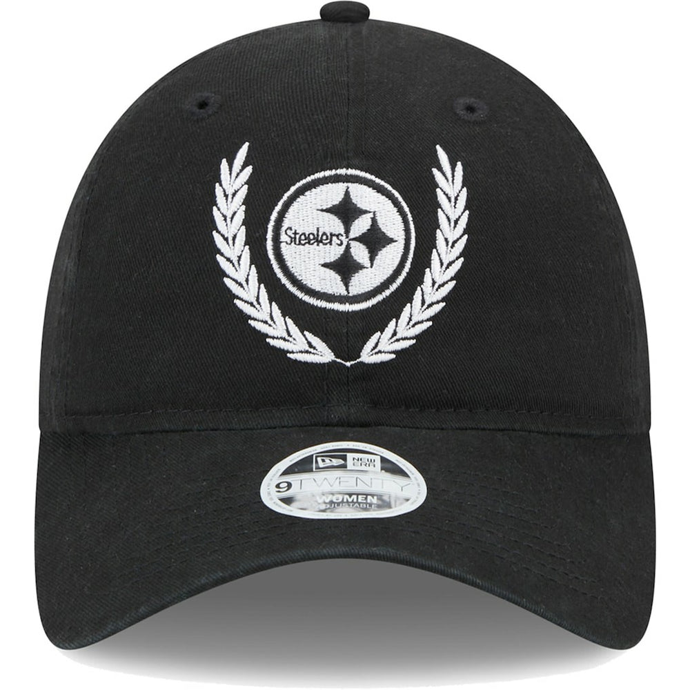 Pittsburgh Steelers New Era Women's Leaves 9TWENTY Adjustable Hat Black - NFL