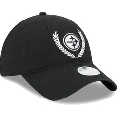 Pittsburgh Steelers New Era Women's Leaves 9TWENTY Adjustable Hat Black - NFL