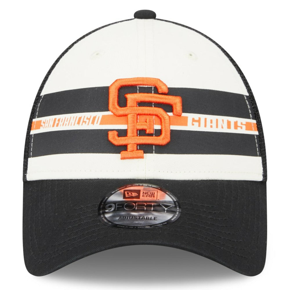 San Francisco Giants New Era Team Stripe Trucker 9FORTY Snapback Hat discount