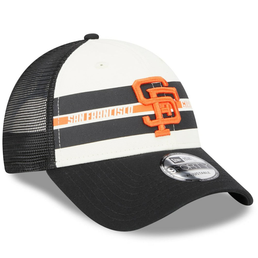 San Francisco Giants New Era Team Stripe Trucker 9FORTY Snapback Hat discount