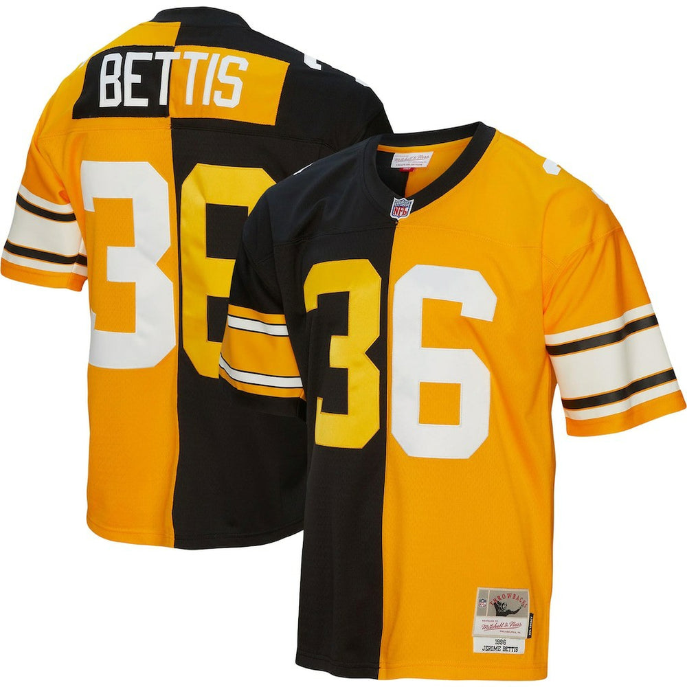 Jerome Bettis Pittsburgh Steelers 1996 Split Legacy Replica Jersey Black/Gold - Mitchell & Ness