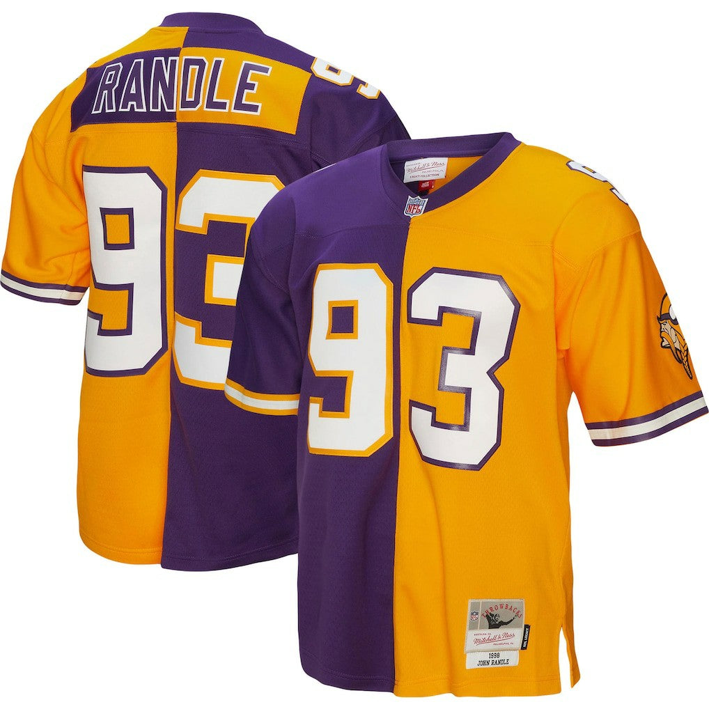 John Randle Minnesota Vikings 1998 Split Legacy Replica Jersey Purple/Gold - Mitchell & Ness