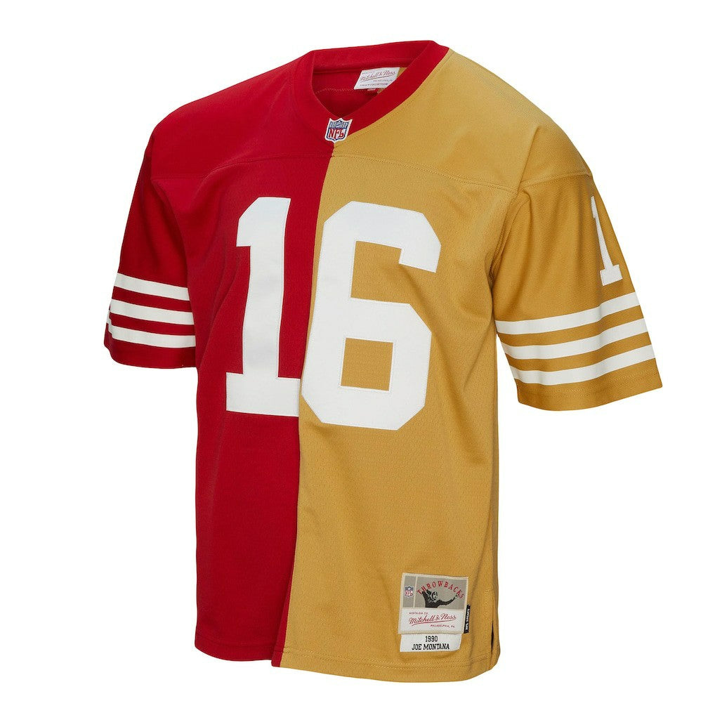 Joe Montana San Francisco 49ers 1990 Split Legacy Replica Jersey - Scarlet/Gold sale | NFL Jerseys