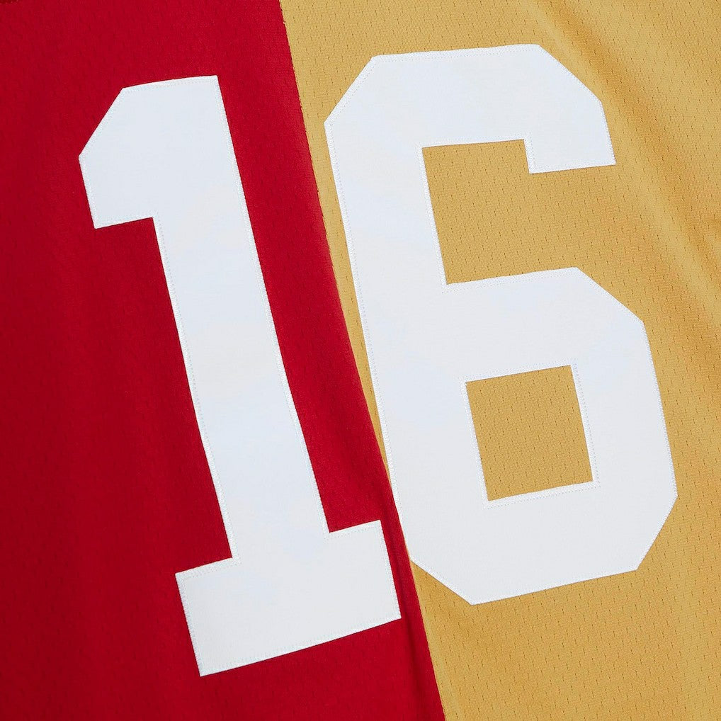 Joe Montana San Francisco 49ers 1990 Split Legacy Replica Jersey - Scarlet/Gold sale | NFL Jerseys