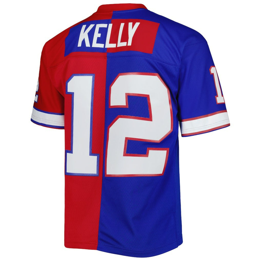 Jim Kelly Buffalo Bills 1990 Split Legacy Replica Jersey Royal/Red - Mitchell & Ness