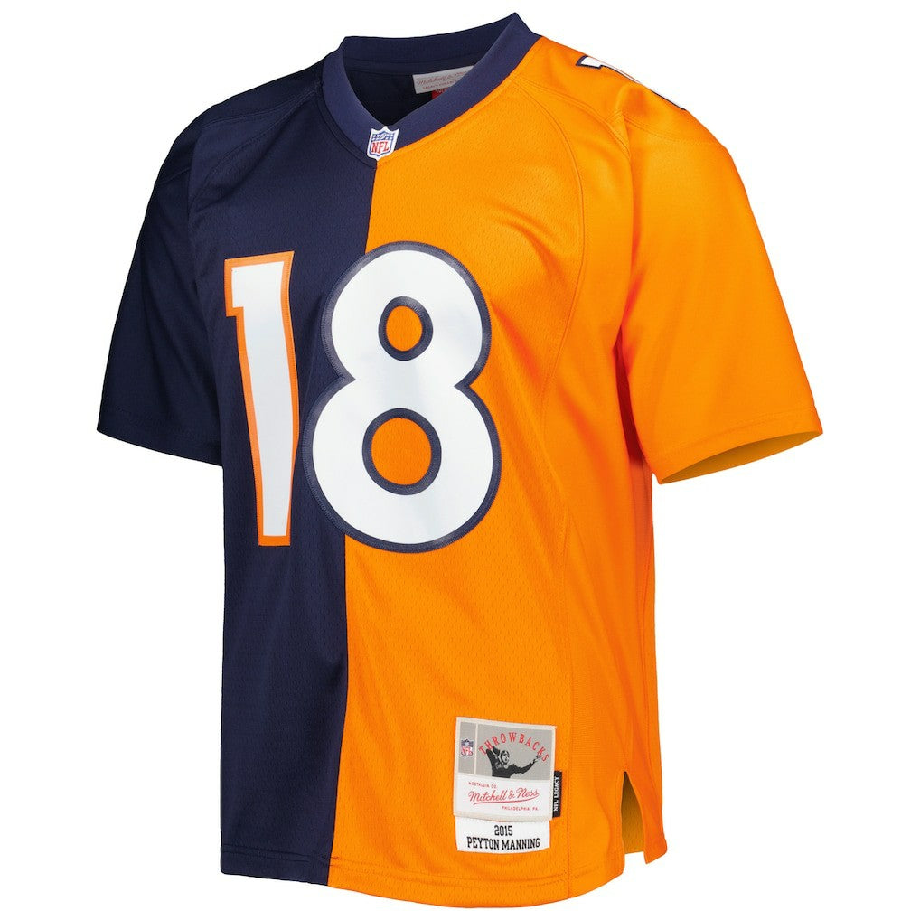 Peyton Manning Denver Broncos 2015 Split Legacy Replica Jersey Navy/Orange - Mitchell & Ness