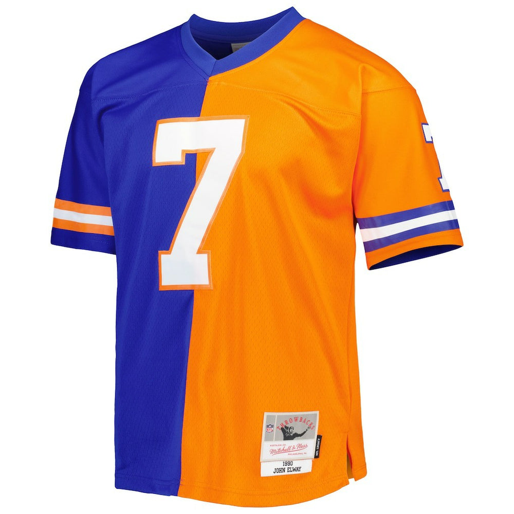 John Elway Denver Broncos 1990 Split Legacy Replica Jersey Royal/Orange - Mitchell & Ness