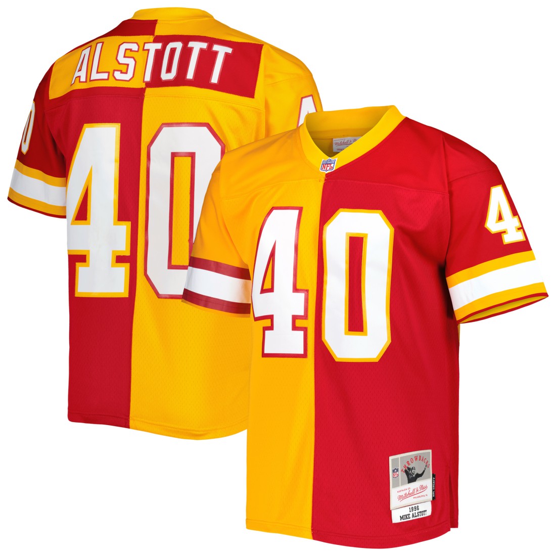 Mike Alstott Tampa Bay Buccaneers 1996 Split Legacy Replica Jersey Orange/Red - Mitchell & Ness