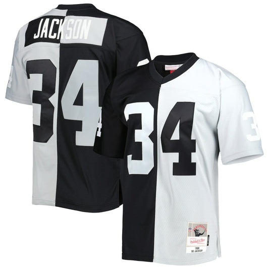 Bo Jackson Las Vegas Raiders 1988 Split Legacy Replica Jersey - Black/Silver for sale | NFL Jerseys
