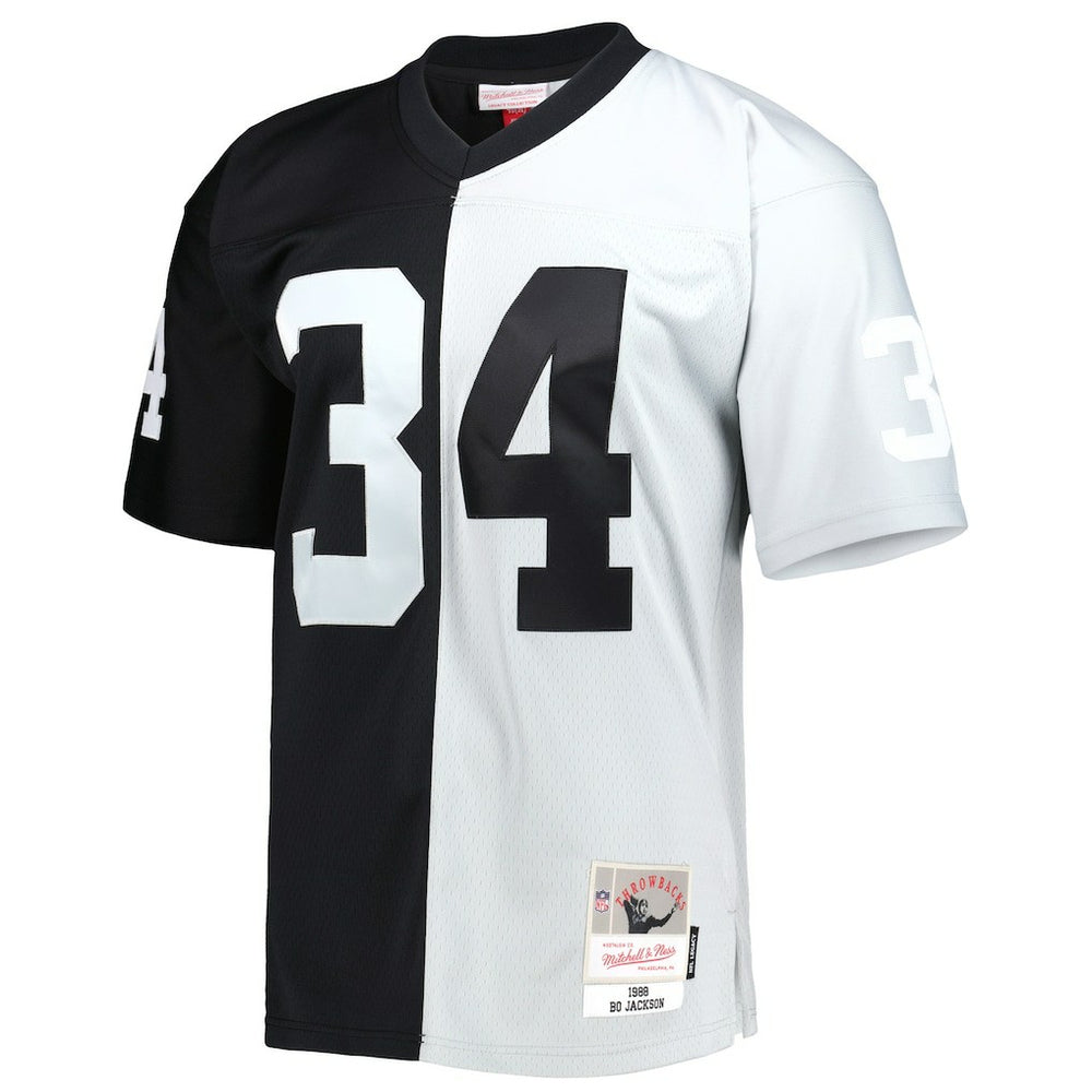 Bo Jackson Las Vegas Raiders 1988 Split Legacy Replica Jersey Black/Silver - Mitchell & Ness