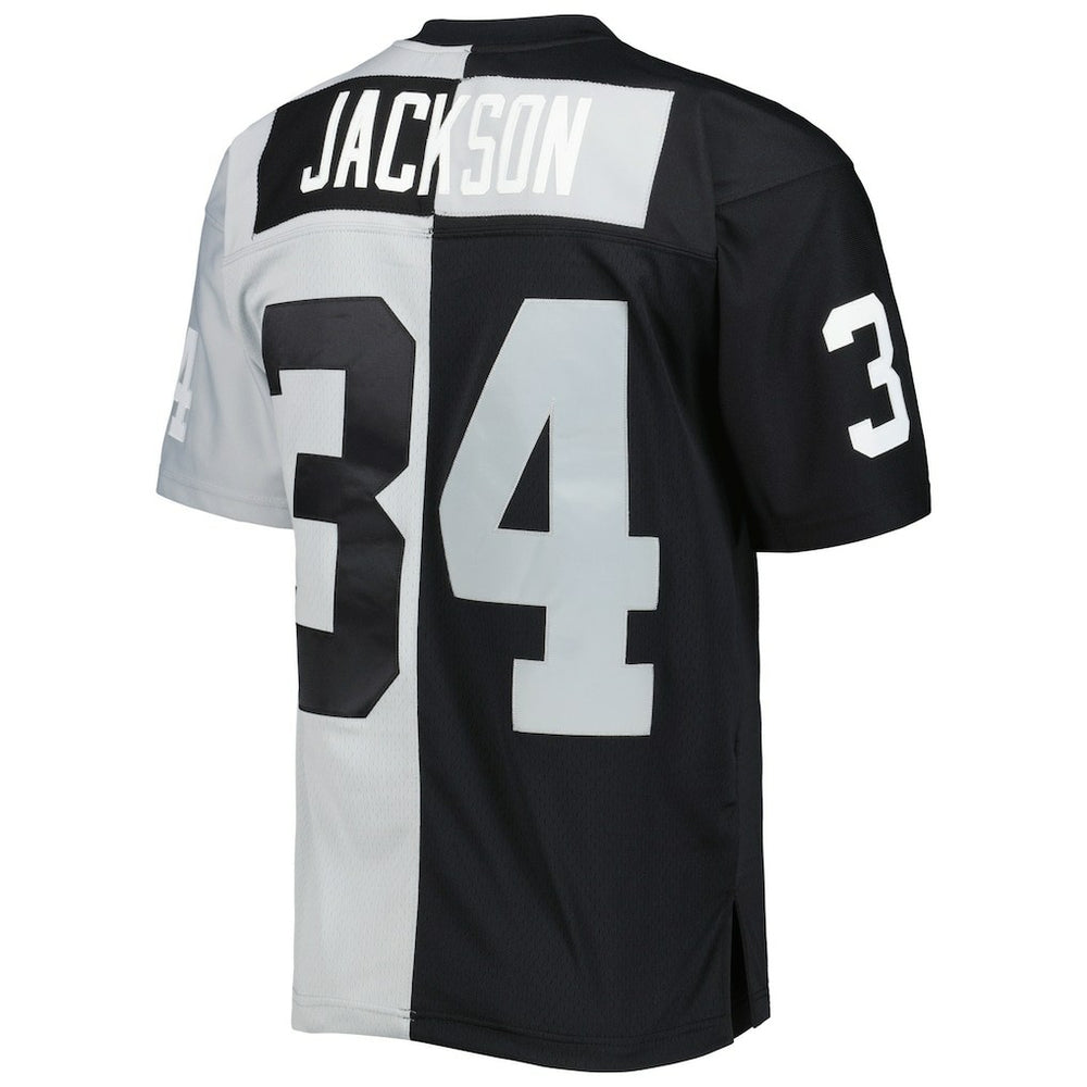 Bo Jackson Las Vegas Raiders 1988 Split Legacy Replica Jersey Black/Silver - Mitchell & Ness