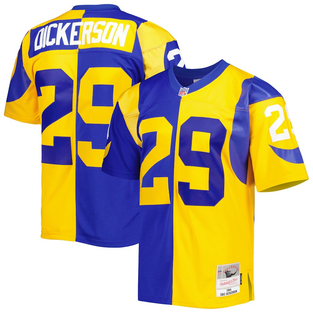 Eric Dickerson Los Angeles Rams 1984 Split Legacy Replica Jersey Royal/Gold - Mitchell & Ness